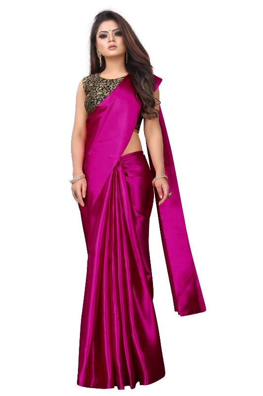 Vamika Pink Satin Designer Saree (PAVITRA RANI)