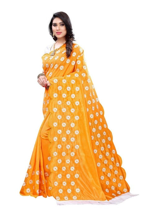 Vamika Zoya Silk Embroidered Yellow Sarees