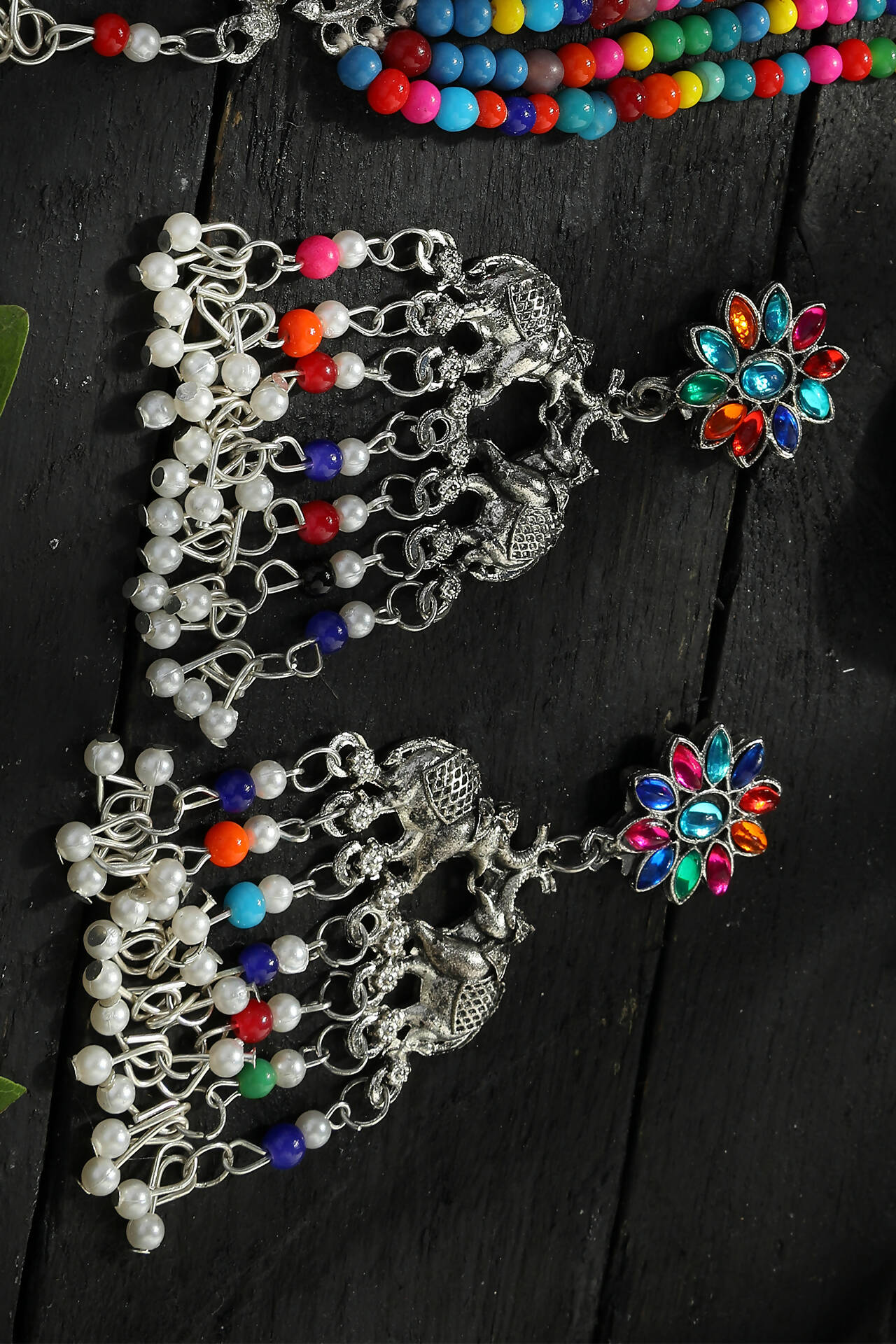 Mominos Fashion Johar Kamal Silver-Plated Brass Finish Elephant Design Choker For Women (Multi) - Distacart