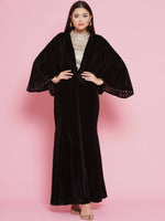 Thumbnail for Women Republic Black Velvet Embellished Gown - Distacart