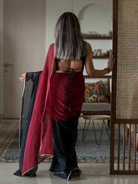 Thumbnail for Suta Black Woven Design Pure Cotton Saree - Distacart