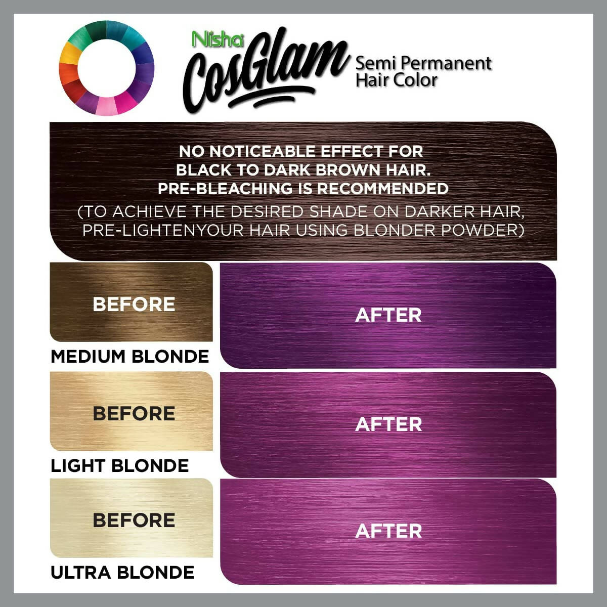 Nisha Cosglam Semi Permanent Hair Color 22 French Plum - Distacart