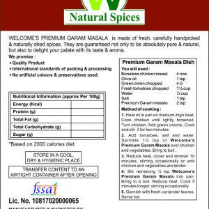Welcome’s Natural Spices Premium Garam Masala Powder - Distacart