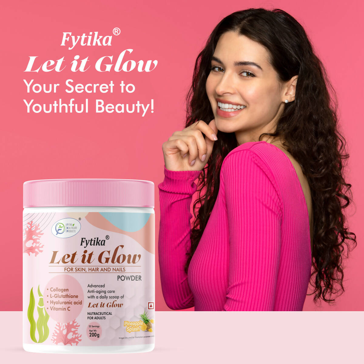Fytika Let It Glow Collagen Powder - Pineapple Flavor - Distacart