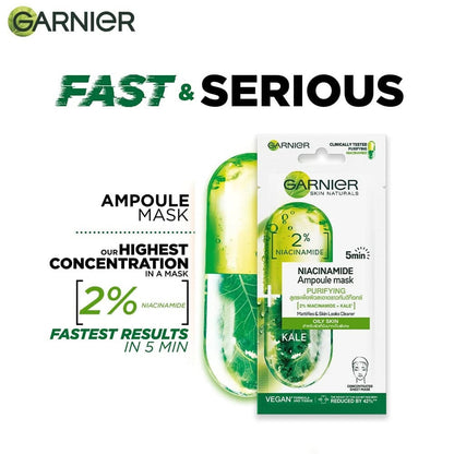 Garnier Niacinamide Serum Ampoule Kale Face Sheet Mask - Distacart