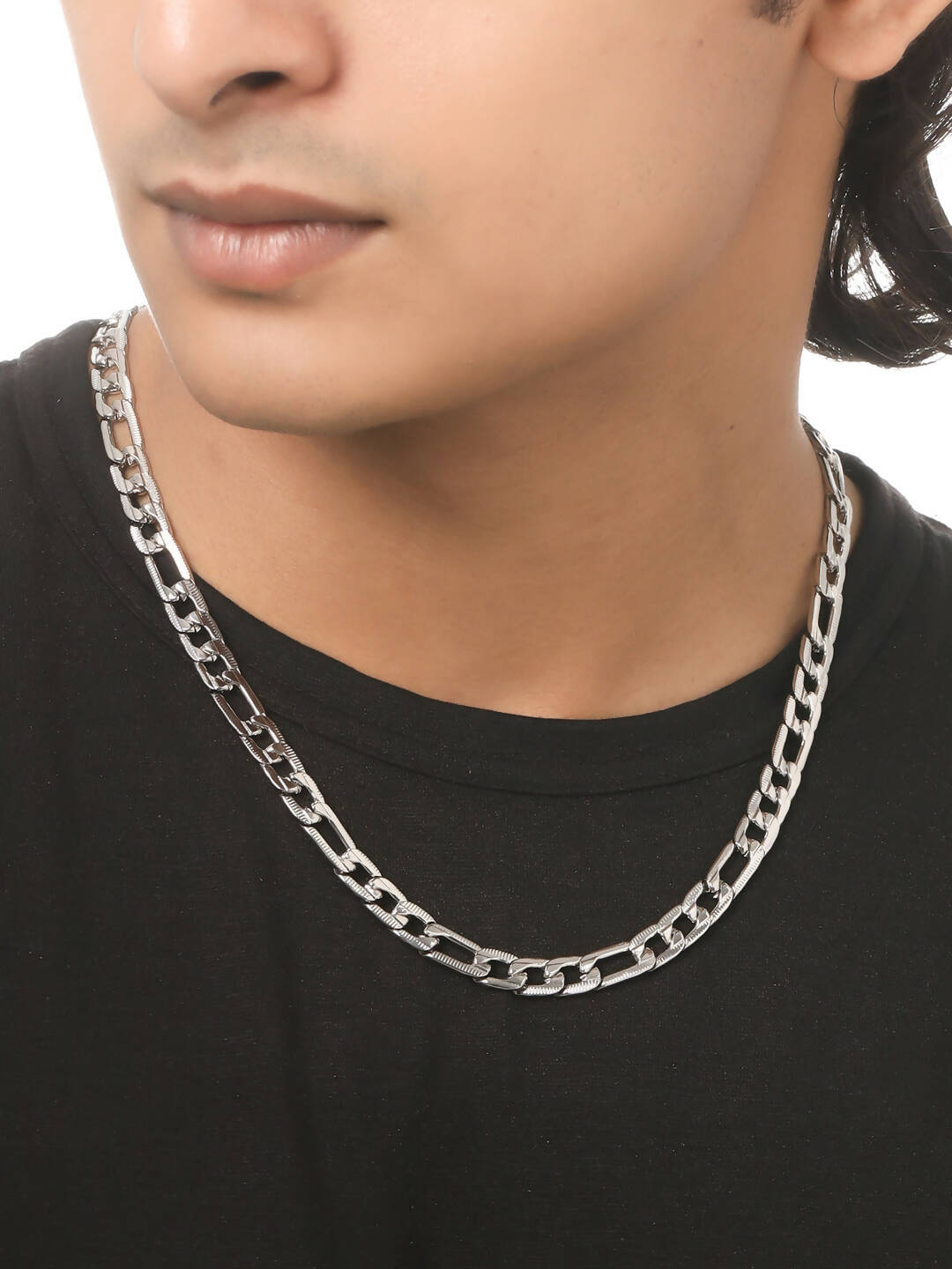 NVR Men Rhodium-Plated Stainless Steel Bohemian Chain - Distacart