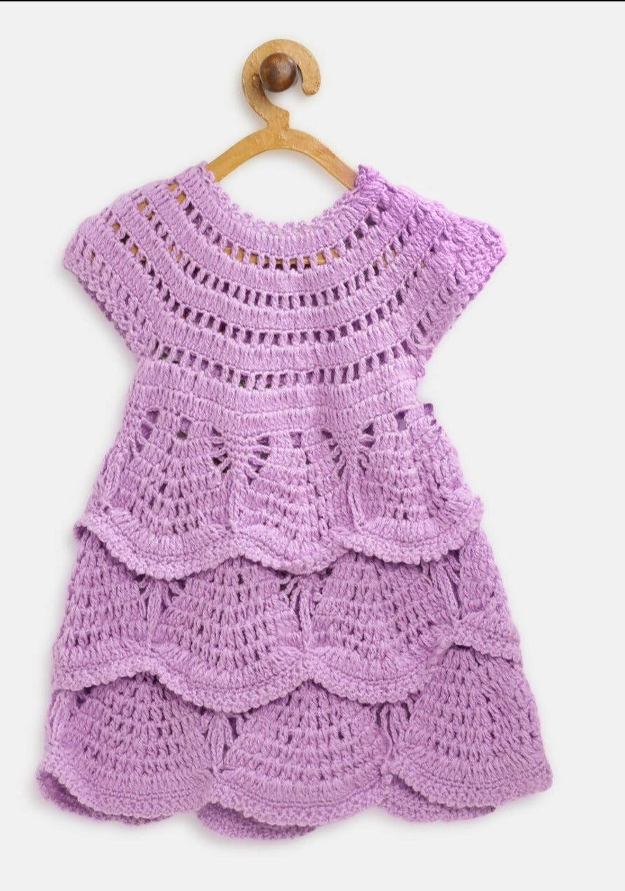 ChutPut Hand knitted Crochet Grape Wool Dress - Purple - Distacart