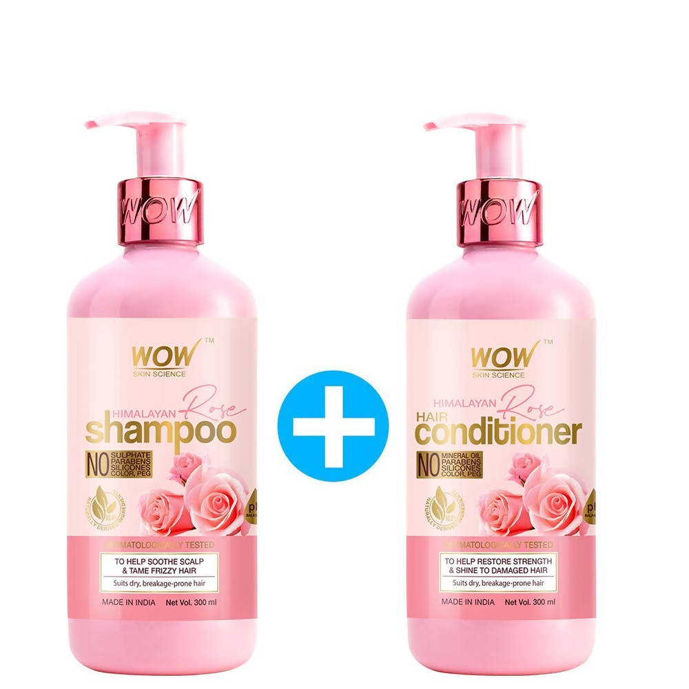Wow Skin Science Himalayan Rose Shampoo and Conditioner - Distacart