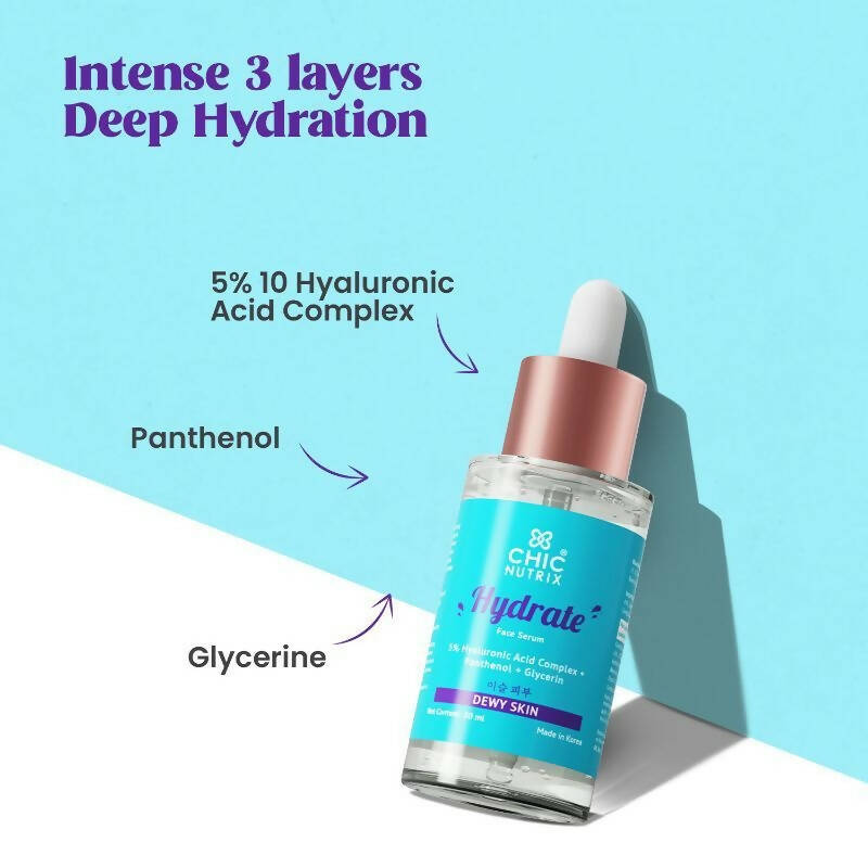 Chicnutrix Hydrate Face Serum – 5% Hyaluronic Acid Complex with Glycerin & Panthenol - Distacart