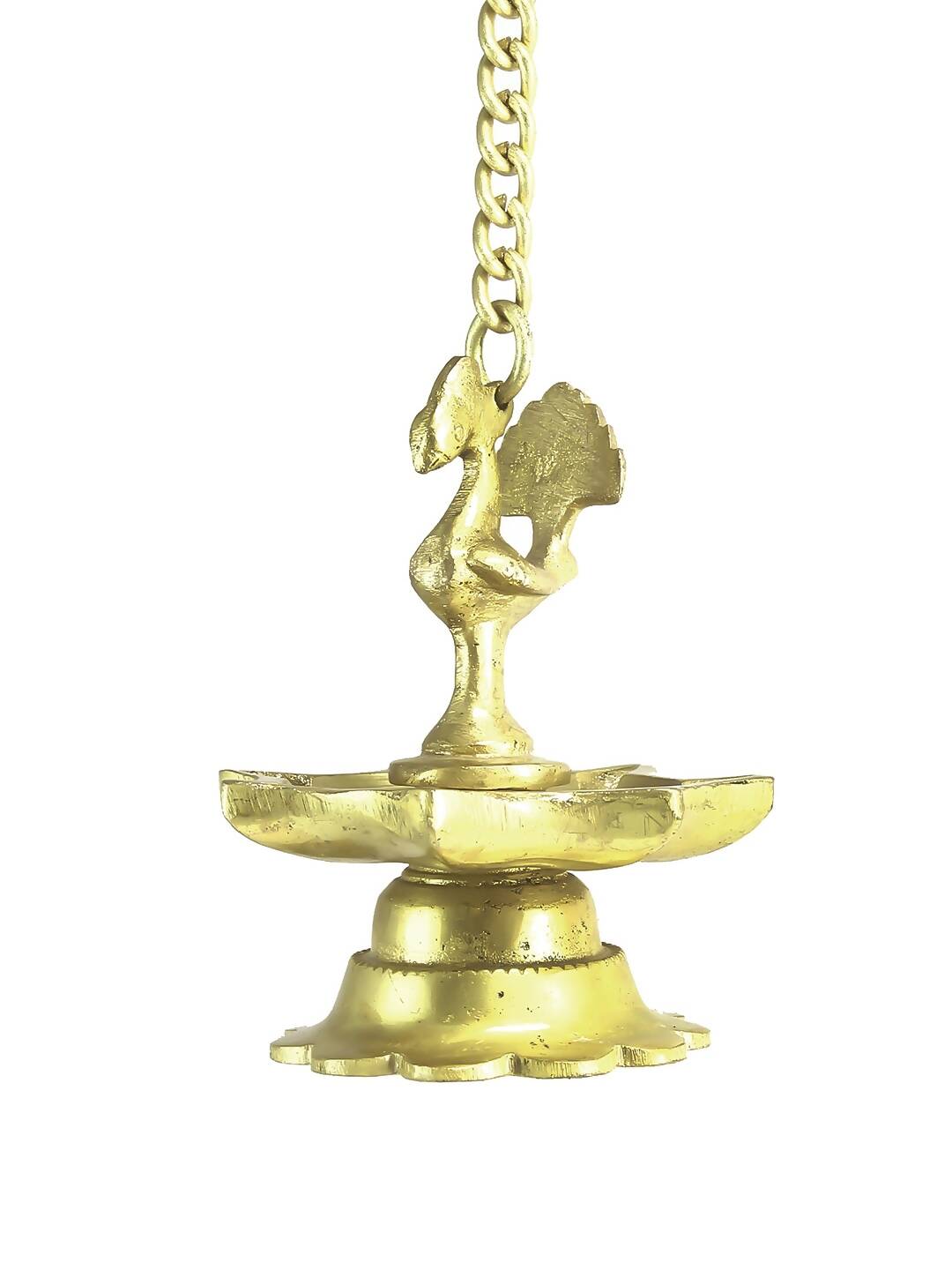 eCraftIndia Gold-Toned Peacock Shaped Hanging Oil Wick Diya - Distacart