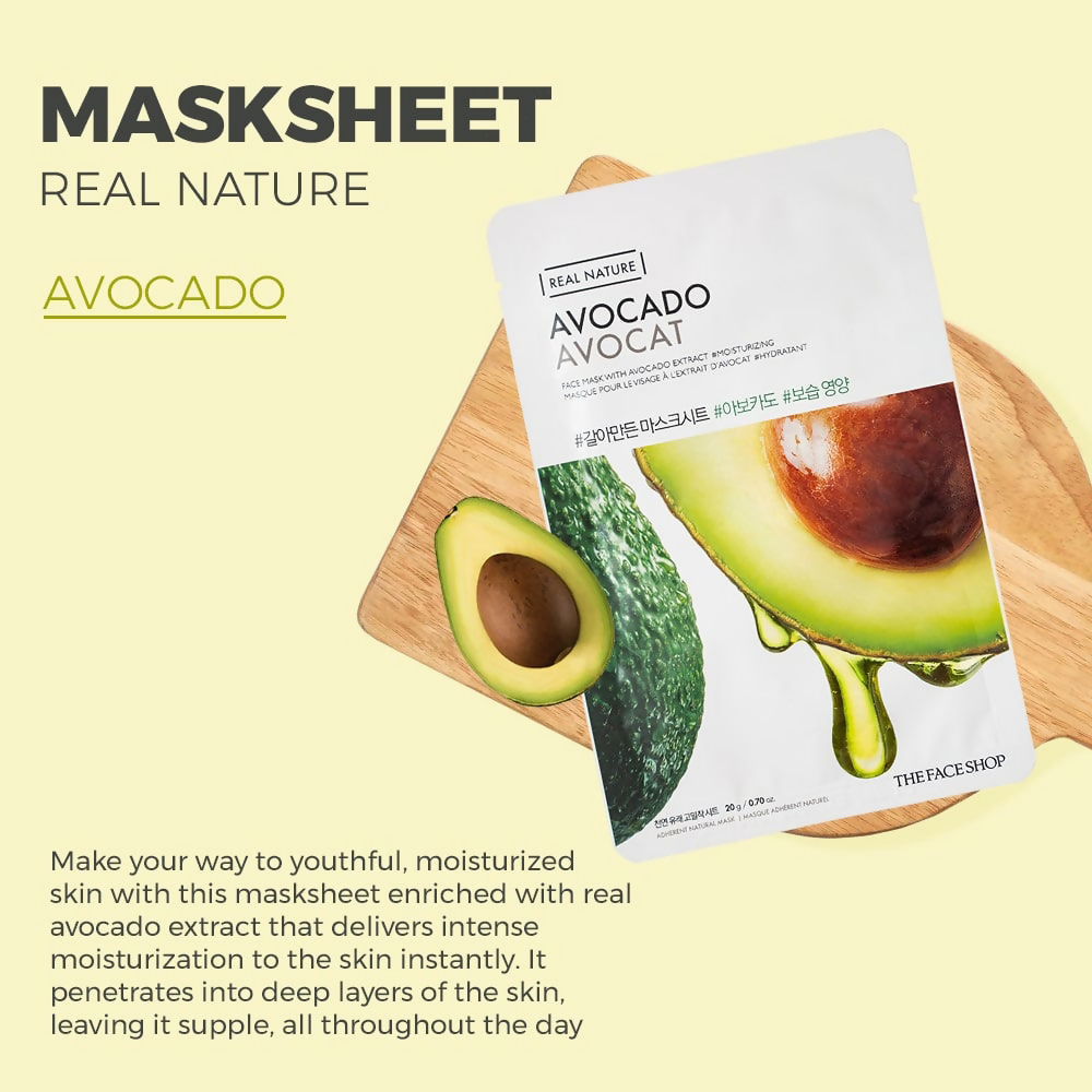 The Face Shop Real Nature Avocado Face Mask - Distacart