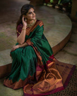 Thumbnail for DEIANA'S Beautiful Golden Jari with New Design Soft Lichi Silk Saree - Green - Distacart