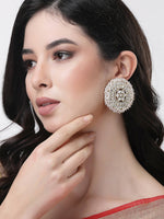 Thumbnail for NVR Women Gold-Toned Circular Studs Earrings - Distacart