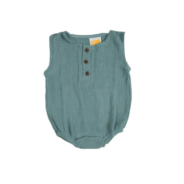 Sunshine Baby Cute Organic Muslin Cotton Sleeveless Rompers For Babies - Teal - Distacart