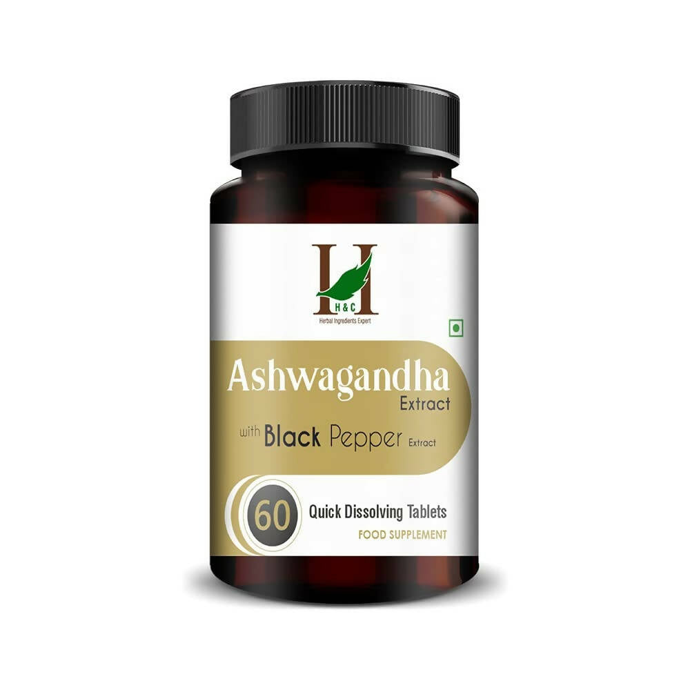 H&C Herbal Ashwagandha Extract with Black Pepper Quick Dissolving Tablets - Distacart