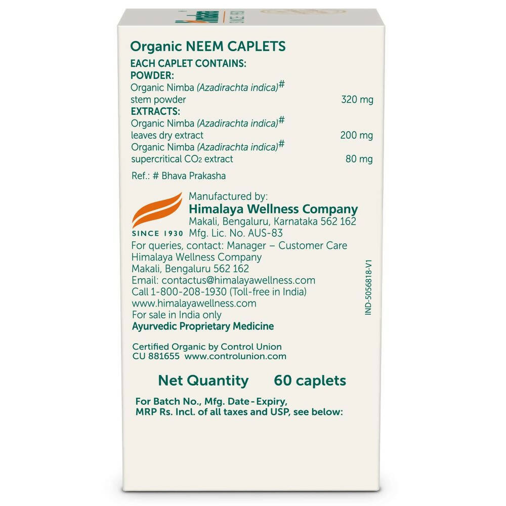 Himalaya Herbals Organic Neem Caplets - Distacart
