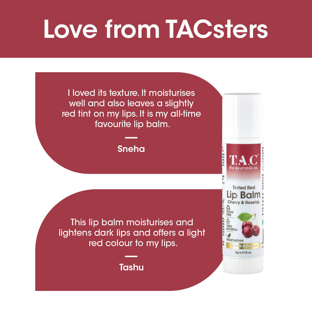 TAC - The Ayurveda Co. Tinted Cherry & Roship Vegan Lip Balm - Distacart