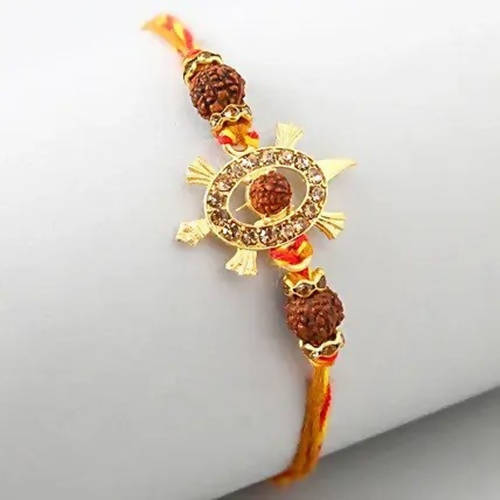 Rudraksha Royal Design Rakhi & Kaju Katli Box - Distacart
