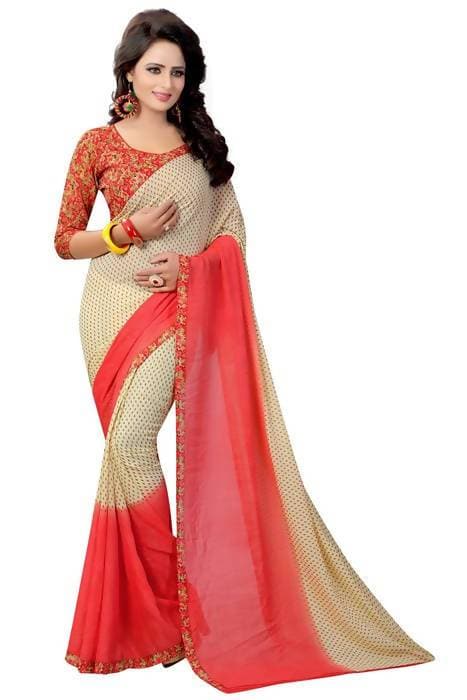 Vamika Red Georgette Printed Contemporary Saree (PADING RED)