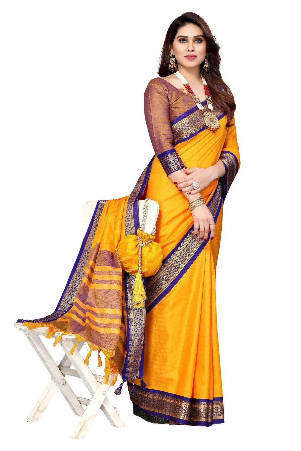 Vamika Weaving Yellow Cotton Silk Saree (BHAVINI YELLOW) - Distacart