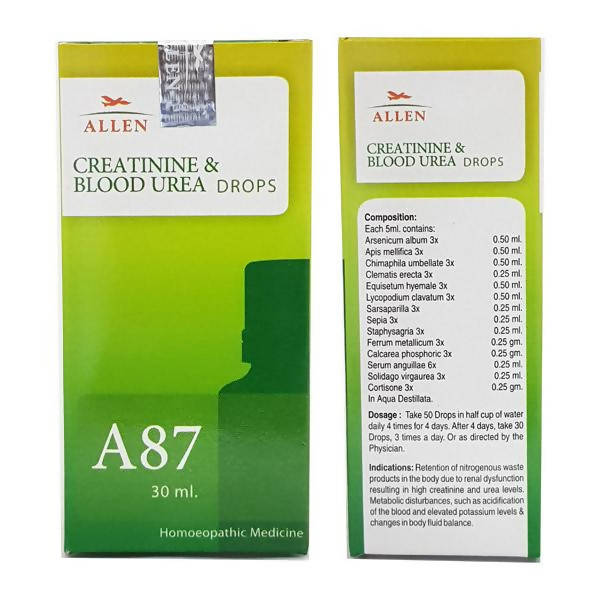 Allen Homeopathy A87 Creatinine & Blood Urea Drops - Distacart