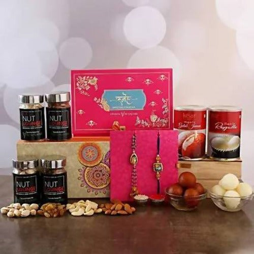 Bhaiya Bhabhi Luxury Rakhi Set & Assorted Delights Combo Pack