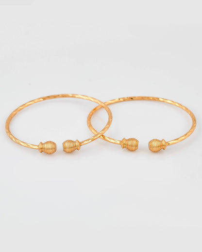 VOJ Stainless Steel Gold-plated Bangle Set (Pack of 2) - Distacart