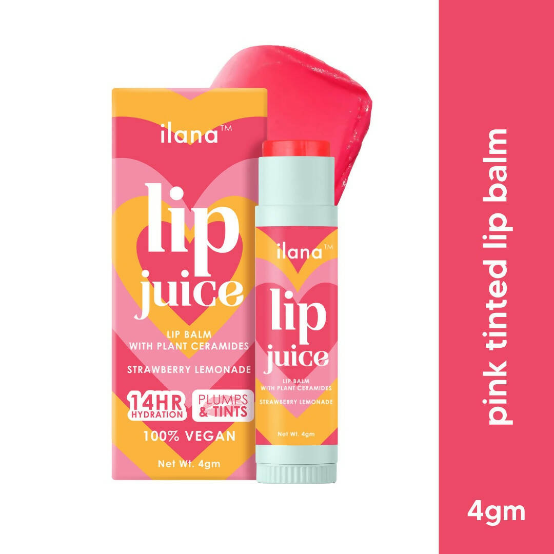 Ilana Lip Juice Tinted Lip Balm With Plant Ceramides - 14 Hr Hydration (Strawberry Lemonade) - Distacart