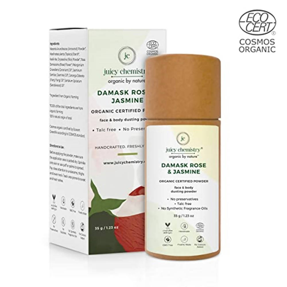 Juicy Chemistry Damask Rose & Jasmine Face & Body Dusting Powder - Distacart