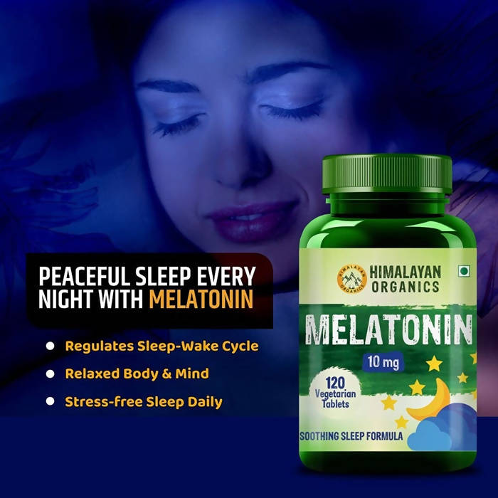 Himalayan Organics Melatonin 10 mg, Soothing Sleep Formula: 120 Vegetarian Tablets