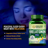 Thumbnail for Himalayan Organics Melatonin 10 mg, Soothing Sleep Formula: 120 Vegetarian Tablets