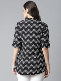 Buy NOZ2TOZ Women's Black Rayon Zigzag Print Top Online At