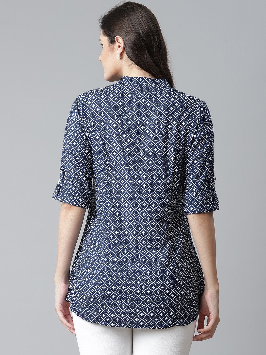 Wahe-NOOR Women's Blue Rayon Printed Top - Distacart