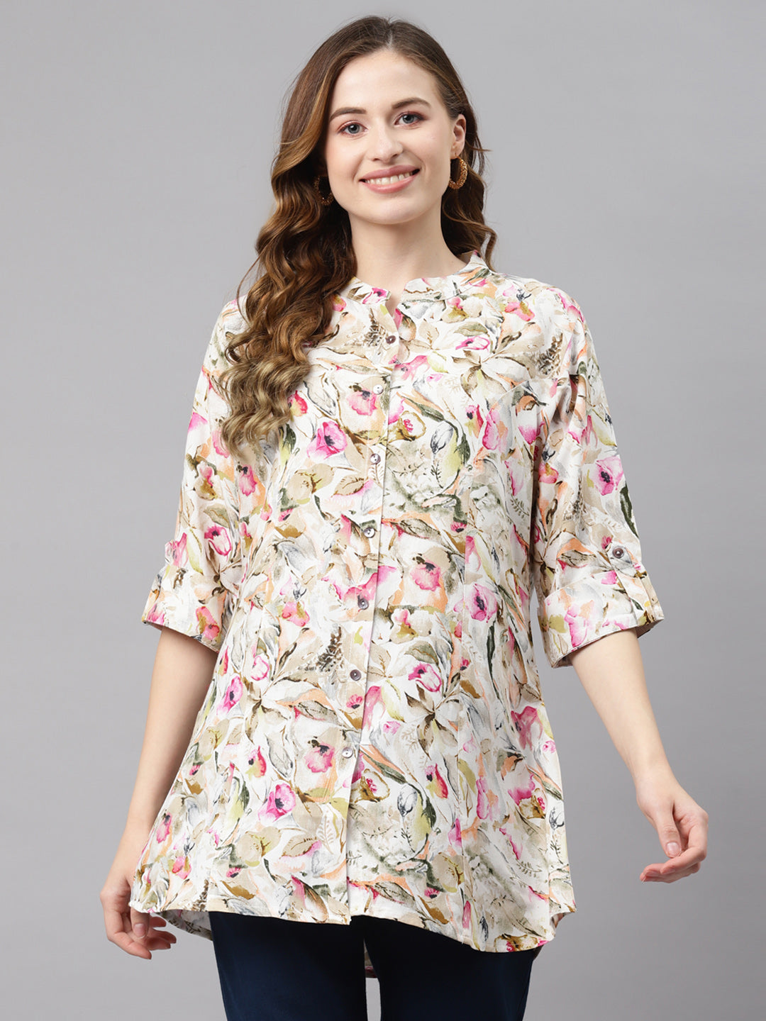 Buy NOZ2TOZ Women's Multi Floral Rayon Top Online at Best