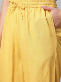 Thumbnail for Wahe-NOOR Women's Yellow Rayon Kaftan Pant Set - Distacart