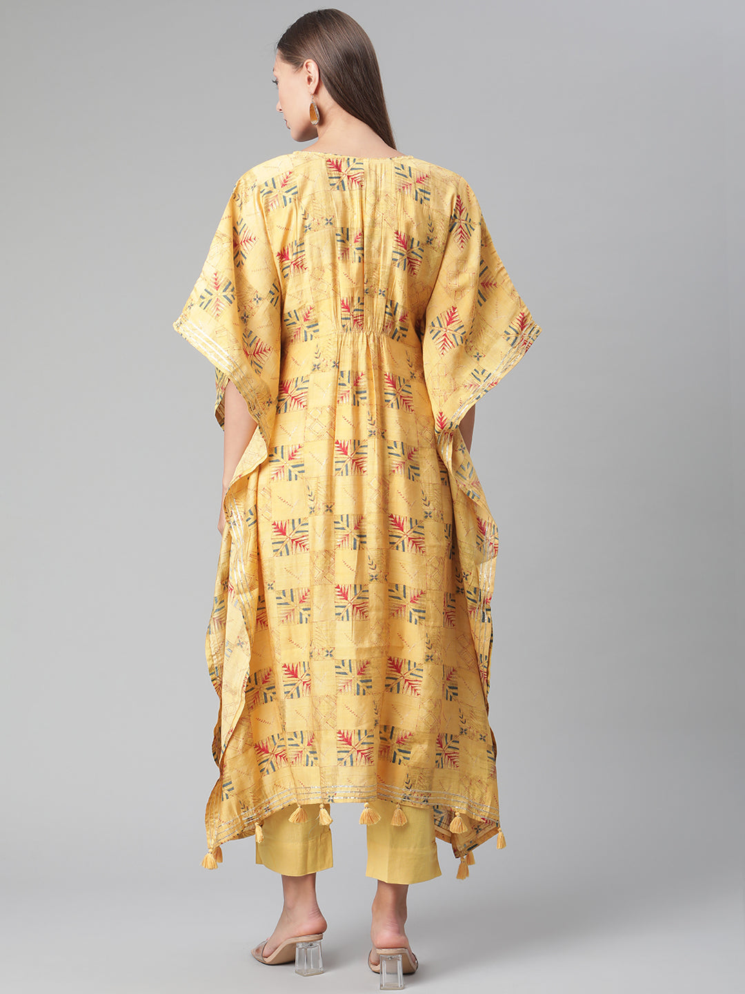 Wahe-NOOR Women's Yellow Rayon Kaftan Pant Set - Distacart