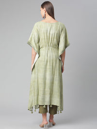 Thumbnail for Wahe-NOOR Women's Green Rayon Kaftan Pant Set - Distacart
