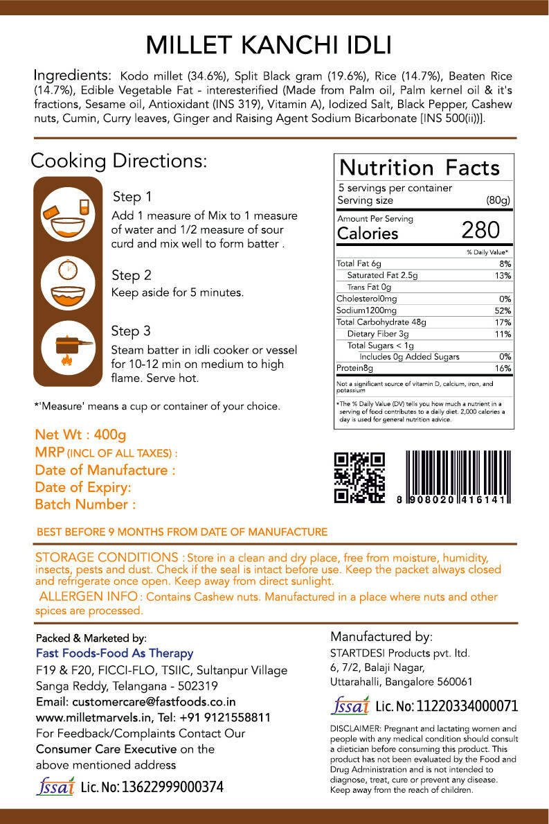 Millet Marvels Millet Kanchi Idli - Distacart