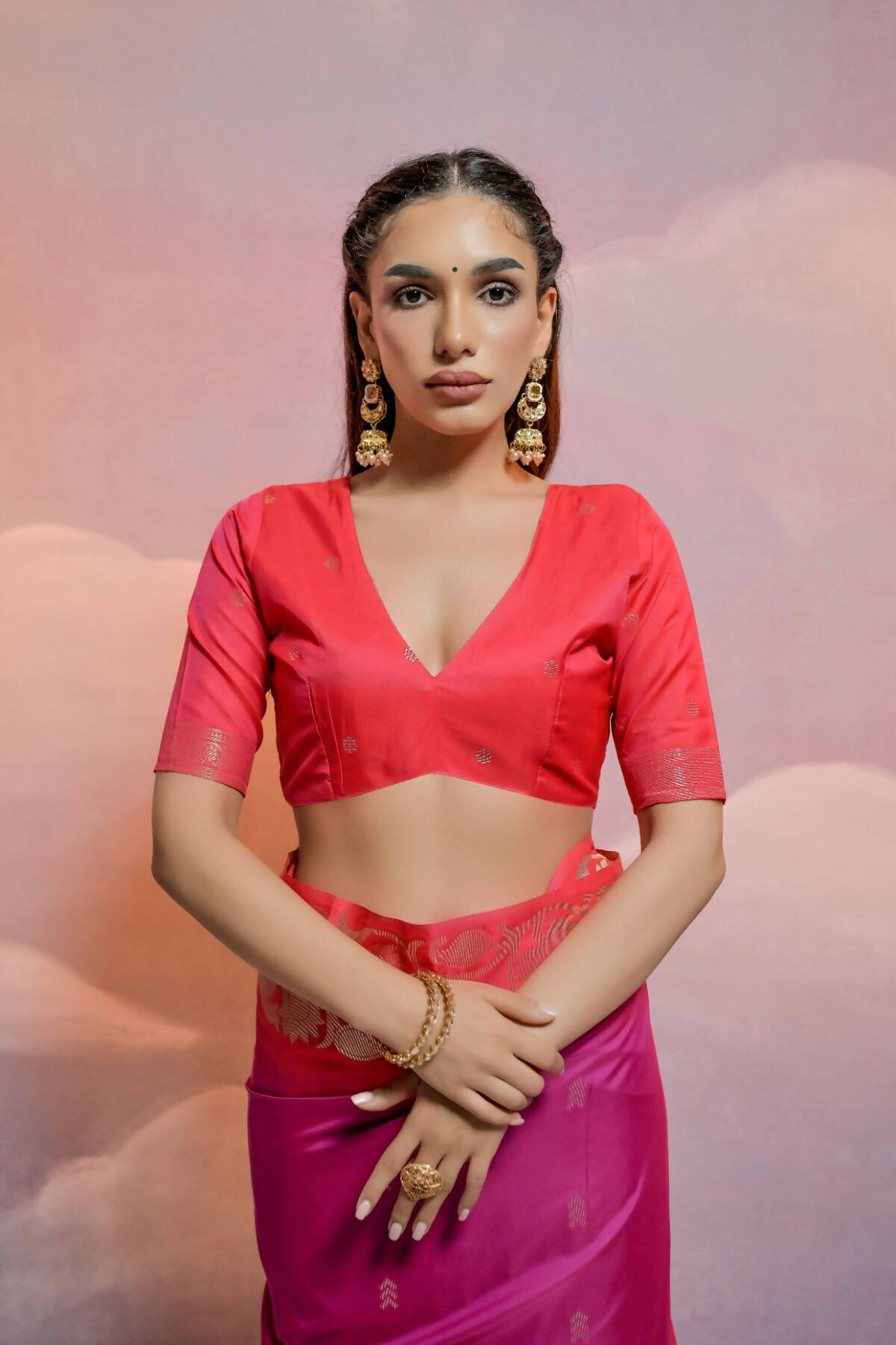 Vishnu Weaves Women's Wine Soft Silk Zari Woven Saree with Blouse - Distacart