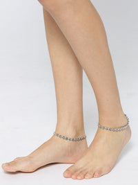Thumbnail for Priyaasi Women Designer Rose Inspired Set Of 2 German Silver/Oxidized Anklet/Payal - Distacart