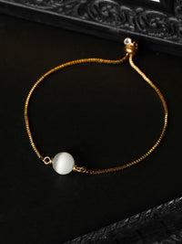 Thumbnail for Priyaasi Women White Stone Rose Gold Plated Spherical Link Bracelet - Distacart