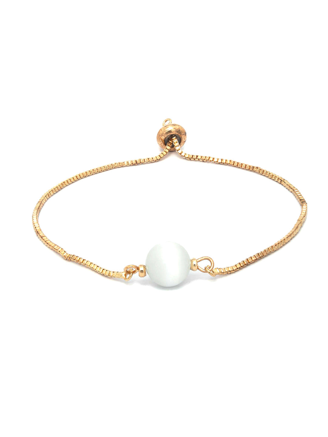 Priyaasi Women White Stone Rose Gold Plated Spherical Link Bracelet - Distacart