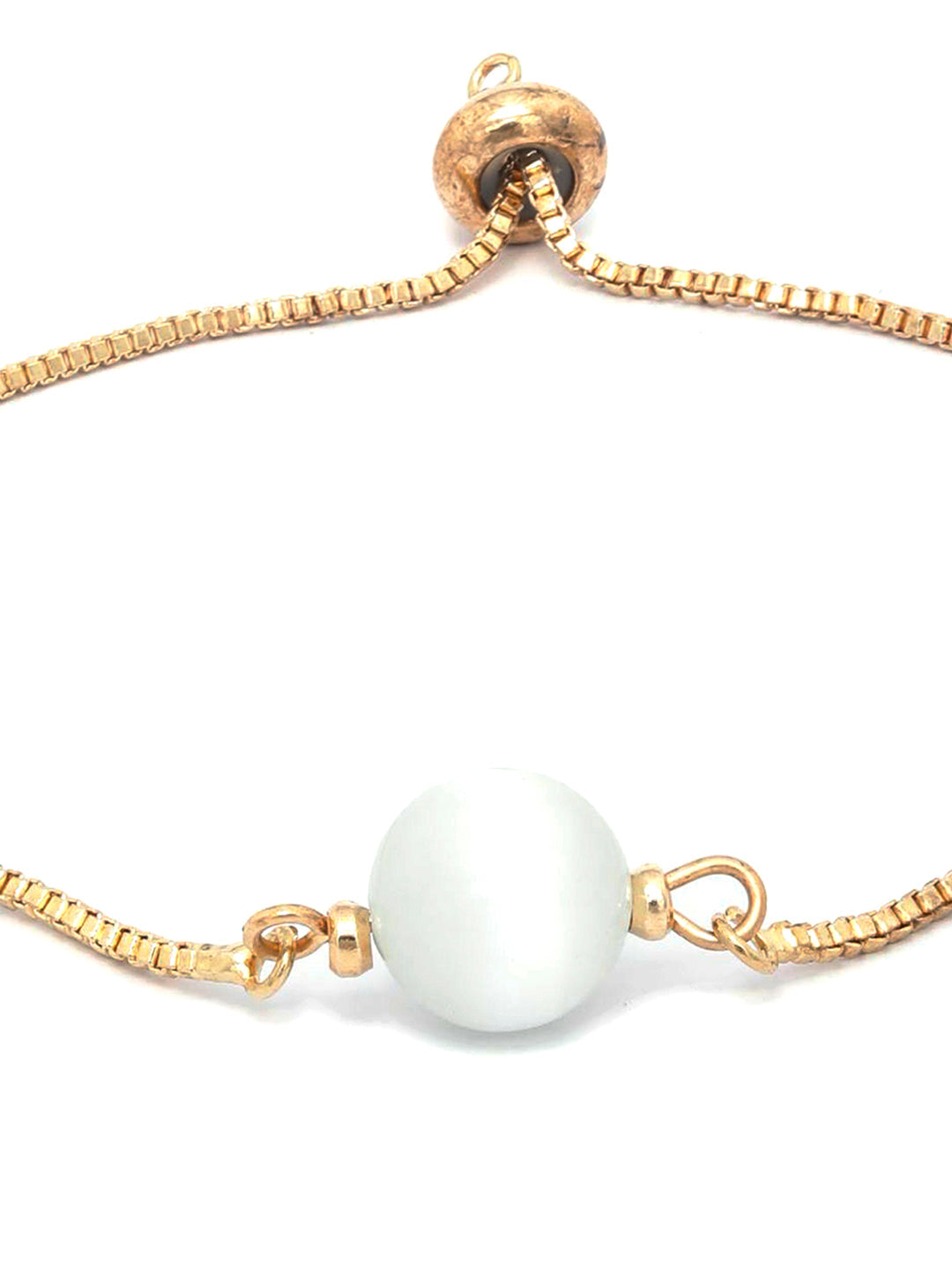 Priyaasi Women White Stone Rose Gold Plated Spherical Link Bracelet - Distacart
