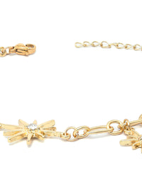 Thumbnail for Priyaasi Women White American Diamond Pearls Gold Plated Star Link Bracelet - Distacart