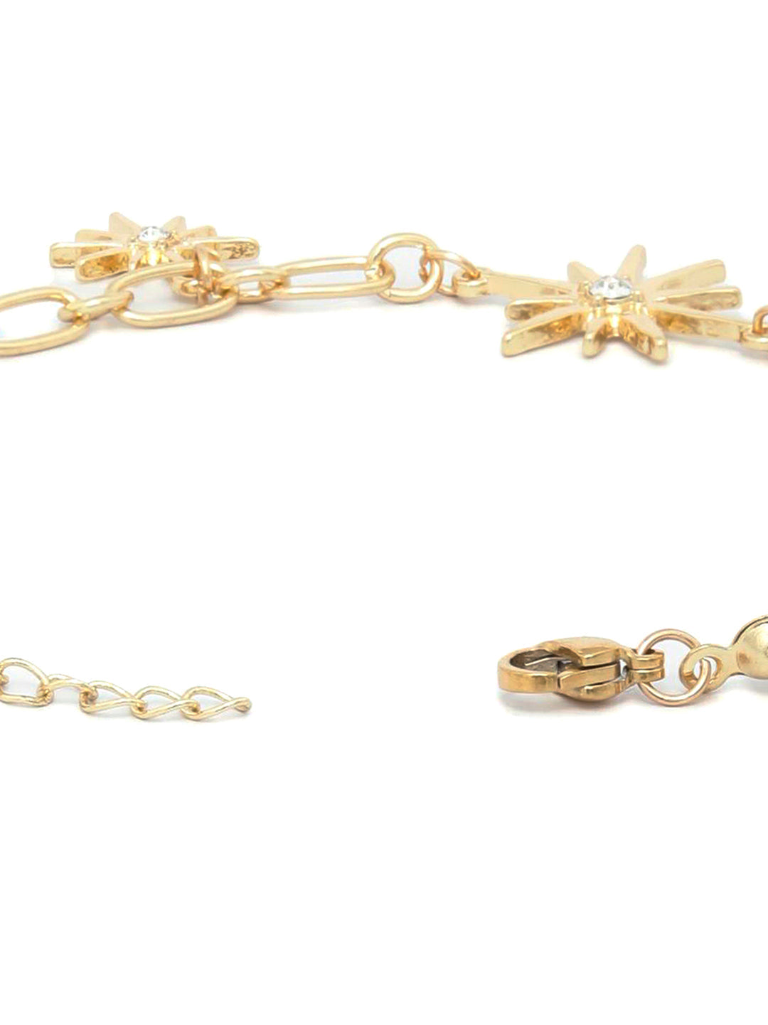 Priyaasi Women White American Diamond Pearls Gold Plated Star Link Bracelet - Distacart