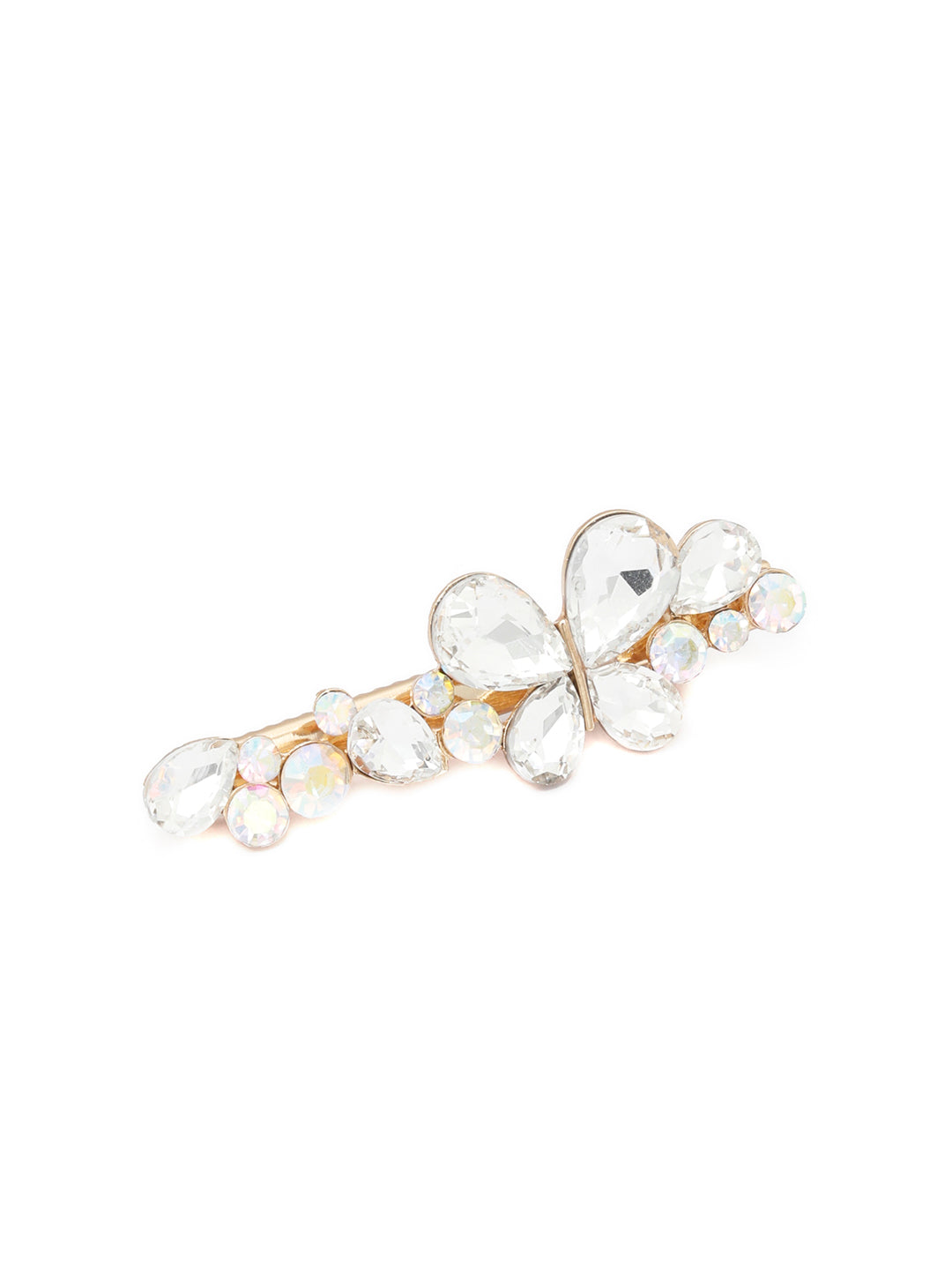 Priyaasi Women White Stones Gold Plated Butterfly Hair Pin - Distacart