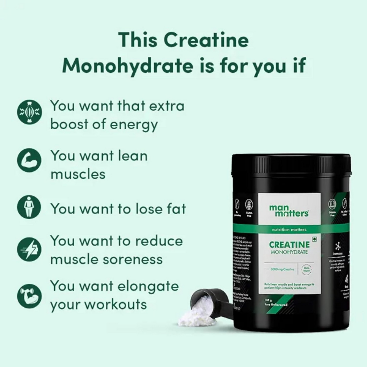 Man Matters Creatine Monohydrate Powder - Distacart