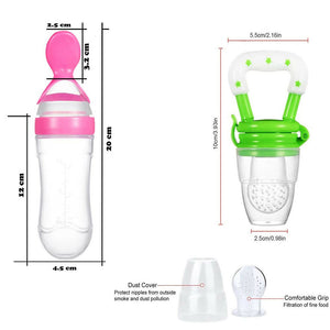 Goodmunchkins Silicone Spoon Food Feeder & Fruit Feeder for Toddlers Food Grade Silicone Bottle 90ml-Pink - Distacart