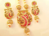 Thumbnail for CZ Ruby Bridal Necklace Set