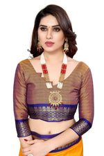 Thumbnail for Vamika Weaving Yellow Cotton Silk Saree (BHAVINI YELLOW) - Distacart